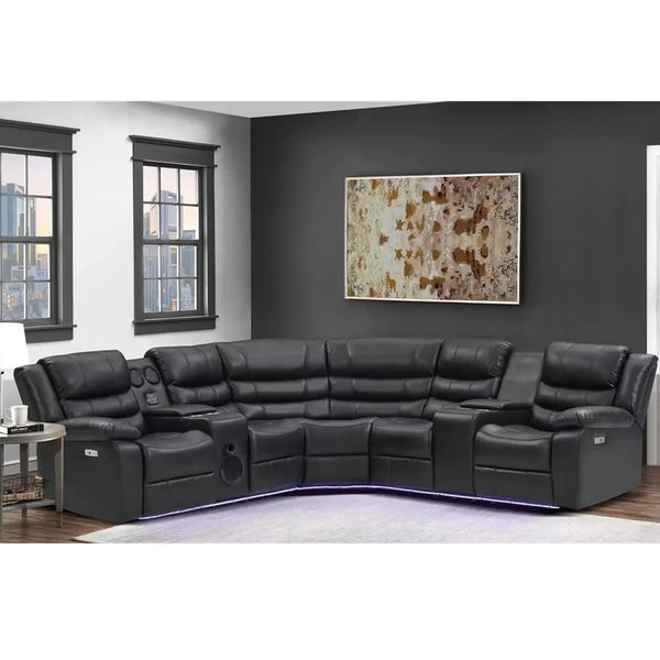 Jazz Power Recliner Sectional with LED & Bluetooth Speakers