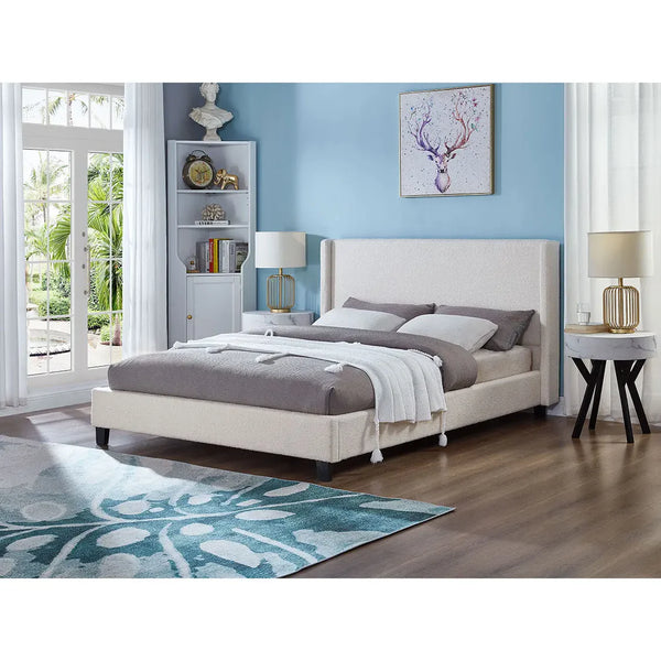 TT Boucle Fabric Upholstered Bed