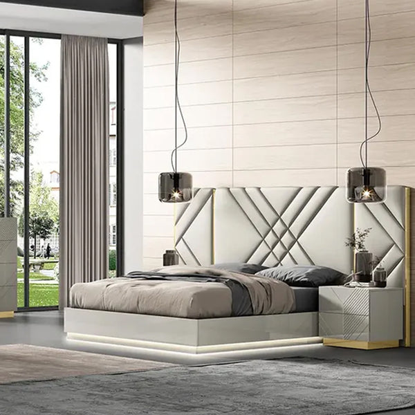 Akira 7pc Bedroom Set In Grey Lacquer
